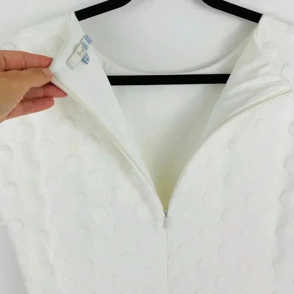 Boden Winter White Ivory Fit n Flare Polka Dot Textured Dress 12 - Picture 5 of 7